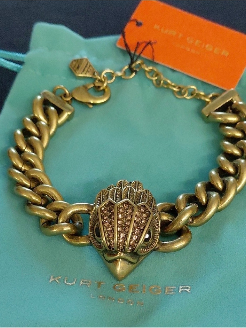 Kurt Geiger Orange and Gold Chain Bracelet
